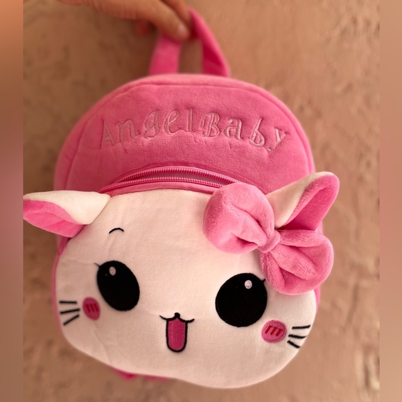 NWT PINK PLUSH GIRLS BACKPACK double zip kitty 10'x10'x3'inch. Excellent quality - Picture 1 of 17